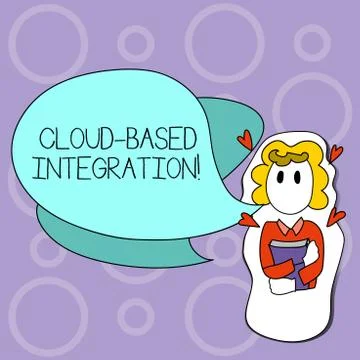 Writing note showing Cloud Based Integration. Business photo showcasing tools Stock Illustration