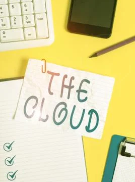 Writing note showing The Cloud. Business photo showcasing Programs used in 스톡 사진