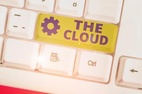 Writing note showing The Cloud. Business photo showcasing Programs used in 스톡 사진