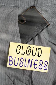 Writing note showing Cloud Business. Business photo showcasing internetbased Foto stock