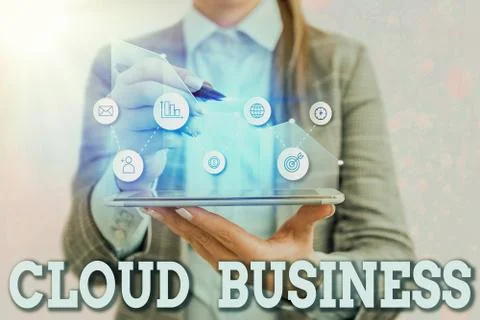 Writing note showing Cloud Business. Business photo showcasing internetbased 写真素材