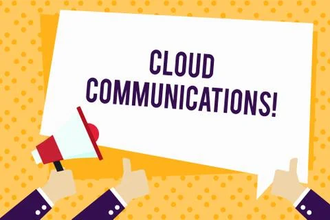 Writing note showing Cloud Communications. Business photo showcasing the Stock Illustration