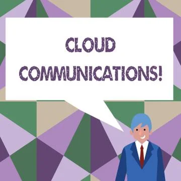 Writing note showing Cloud Communications. Business photo showcasing the Stock Illustration