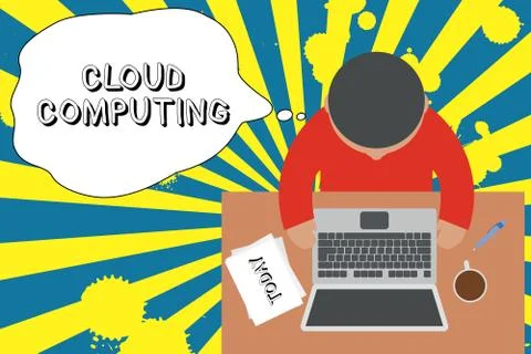 Writing note showing Cloud Computing. Business photo showcasing use a network of Illustrazione stock