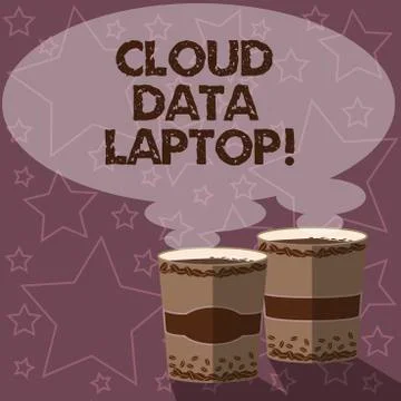 Writing note showing Cloud Data Laptop. Business photo showcasing datacenter Stockillustratie