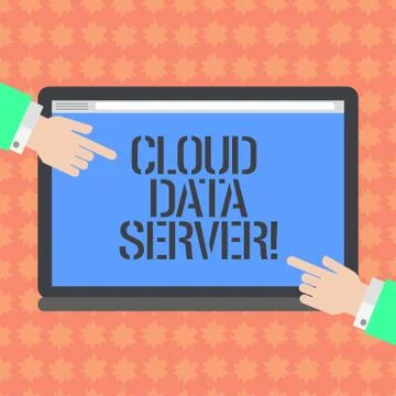 Writing note showing Cloud Data Server. Business photo showcasing built hosted Stock Illustration