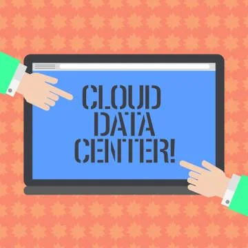 Writing note showing Cloud Data Center. Business photo showcasing off premise 스톡 일러스트