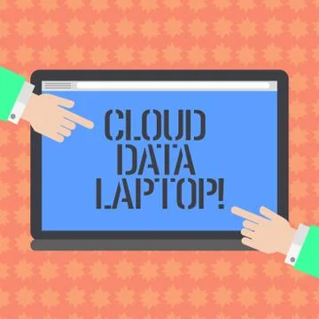 Writing note showing Cloud Data Laptop. Business photo showcasing datacenter 스톡 일러스트