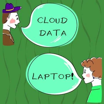 Writing note showing Cloud Data Laptop. Business photo showcasing datacenter Illustrazione stock