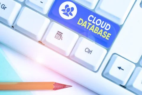 Writing note showing Cloud Database. Business photo showcasing optimized or Stock Photos