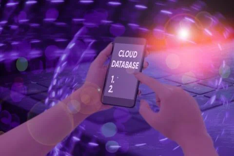 Writing note showing Cloud Database. Business photo showcasing optimized or Stock Photos