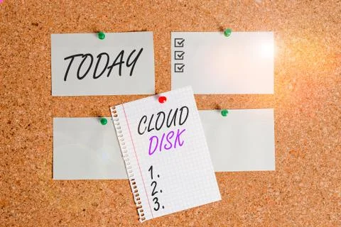 Writing note showing Cloud Disk. Business photo showcasing web base service that Stock Photos