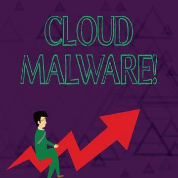 Writing note showing Cloud Malware. Business photo showcasing malicious software Illustrazione stock