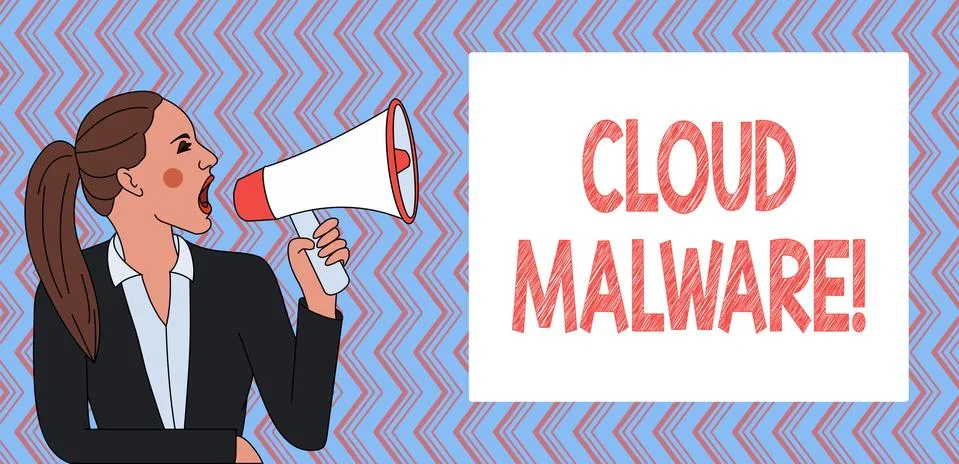 Writing note showing Cloud Malware. Business photo showcasing malicious software 스톡 일러스트