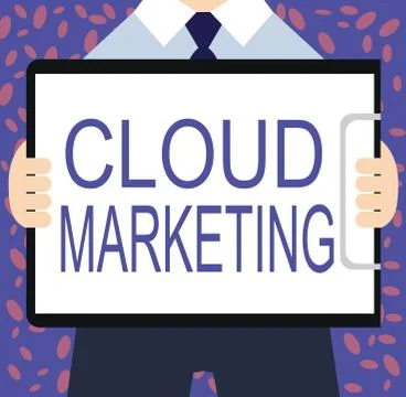 Writing note showing Cloud Marketing. Business photo showcasing The process of Stock Illustration