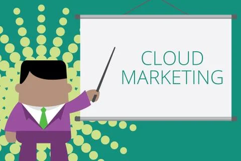 Writing note showing Cloud Marketing. Business photo showcasing The process of Stock Illustration