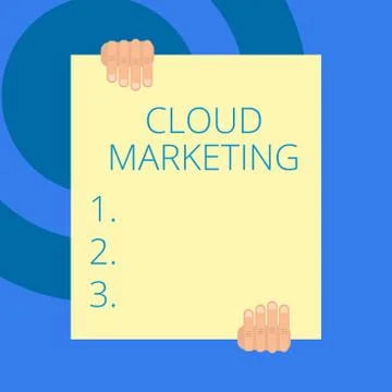 Writing note showing Cloud Marketing. Business photo showcasing The process of Stock Illustration