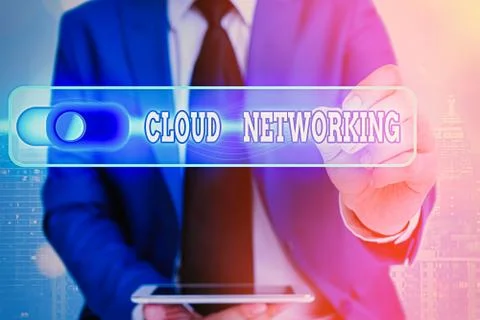 Writing note showing Cloud Networking. Business photo showcasing is term Stock Photos