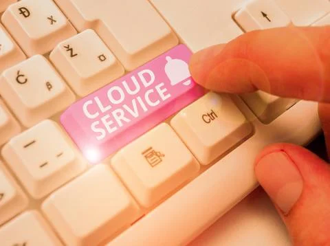 Writing note showing Cloud Service. Business photo showcasing refers to variety Stock Photos
