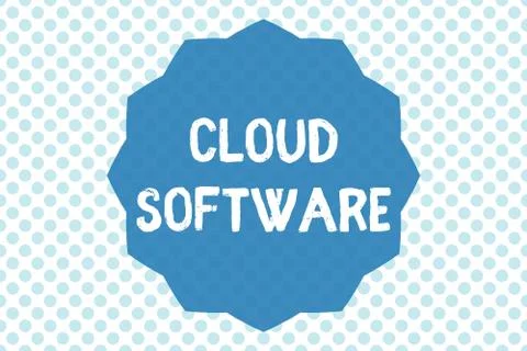 Writing note showing Cloud Software. Business photo showcasing Programs used in イラスト素材