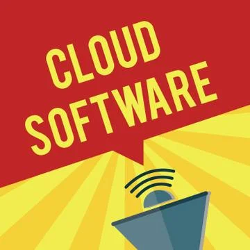 Writing note showing Cloud Software. Business photo showcasing Programs used in 库存插图