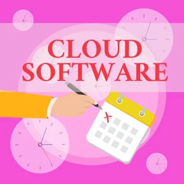 Writing note showing Cloud Software. Business photo showcasing Programs used in 库存插图