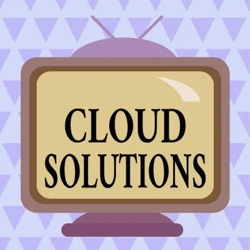 Writing note showing Cloud Solutions. Business photo showcasing ondemand 库存插图