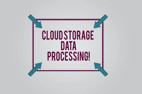 Writing note showing Cloud Storage Data Processing. Business photo showcasing Illustrazione stock
