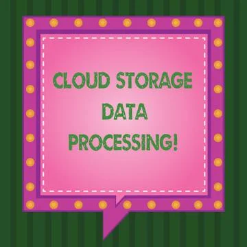 Writing note showing Cloud Storage Data Processing. Business photo showcasing Stock Illustration