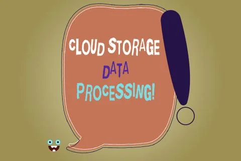 Writing note showing Cloud Storage Data Processing. Business photo showcasing Illustrazione stock