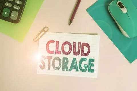 Writing note showing Cloud Storage. Business photo showcasing the digital data Stock Photos