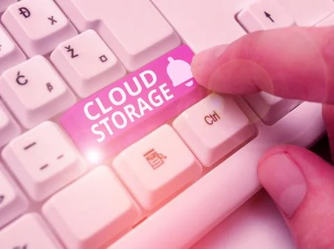 Writing note showing Cloud Storage. Business photo showcasing the digital data Stock Photos