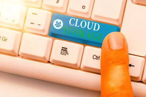 Writing note showing Cloud Storage. Business photo showcasing computing connect 写真素材