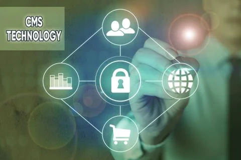 Writing note showing Cms Technology. Business photo showcasing programs that are 库存照片