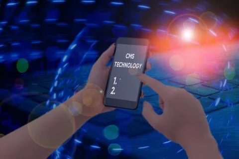 Writing note showing Cms Technology. Business photo showcasing programs that are 库存照片