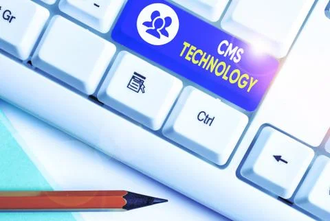Writing note showing Cms Technology. Business photo showcasing programs that are 库存照片