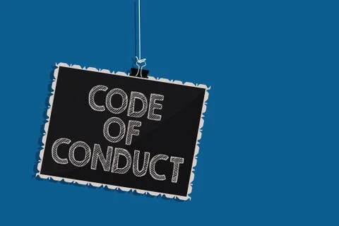 Writing note showing Code Of Conduct. Business photo showcasing Ethics rules Stock-Illustration