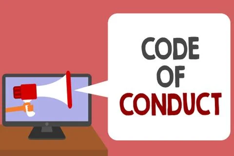 Writing note showing Code Of Conduct. Business photo showcasing Ethics rules Stock-Illustration
