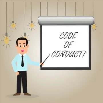 Writing note showing Code Of Conduct. Business photo showcasing Follow 스톡 일러스트