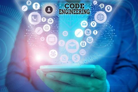 Writing note showing Code Engineering. Business photo showcasing application of Stock Photos
