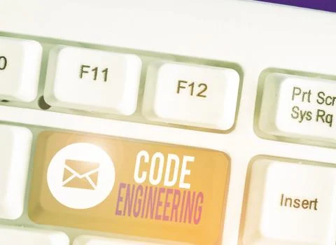 Writing note showing Code Engineering. Business photo showcasing application of Stock Photos