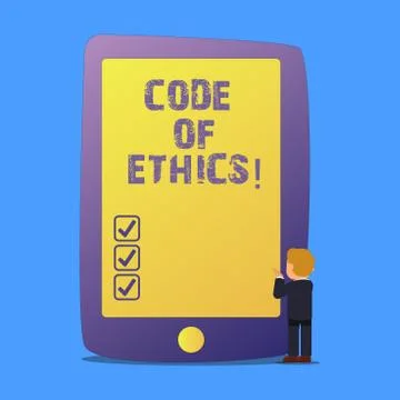 Writing note showing Code Of Ethics. Business photo showcasing Moral Rules Illustrazione stock