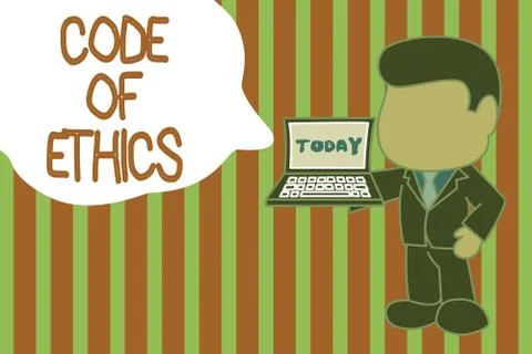 Writing note showing Code Of Ethics. Business photo showcasing basic guide for Stockillustratie