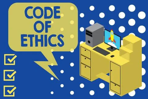 Writing note showing Code Of Ethics. Business photo showcasing basic guide for Illustrazione stock