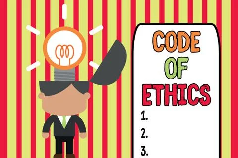 Writing note showing Code Of Ethics. Business photo showcasing Moral Rules Illustrazione stock