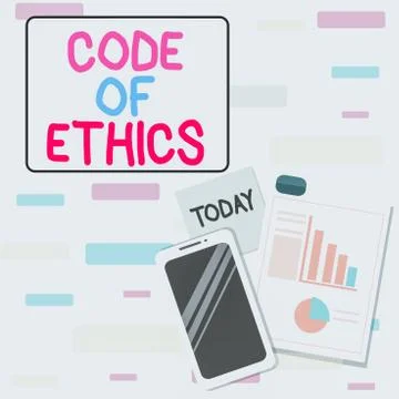 Writing note showing Code Of Ethics. Business photo showcasing basic guide for Illustrazione stock