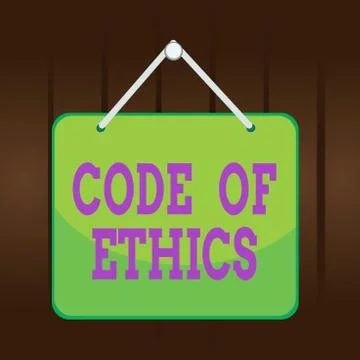 Writing note showing Code Of Ethics. Business photo showcasing basic guide for Stock-Illustration
