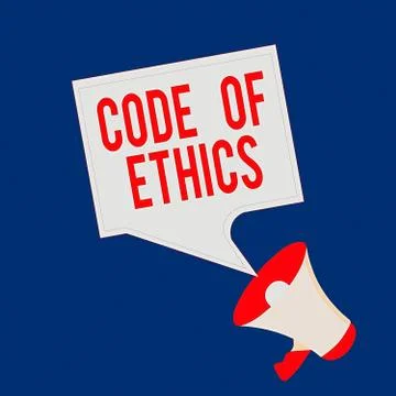 Writing note showing Code Of Ethics. Business photo showcasing basic guide for Stock-Illustration