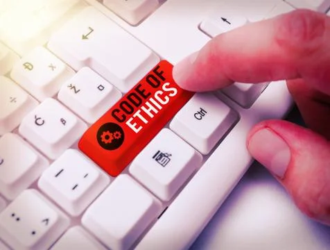 Writing note showing Code Of Ethics. Business photo showcasing basic guide for 写真素材