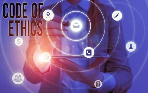 Writing note showing Code Of Ethics. Business photo showcasing basic guide for 写真素材